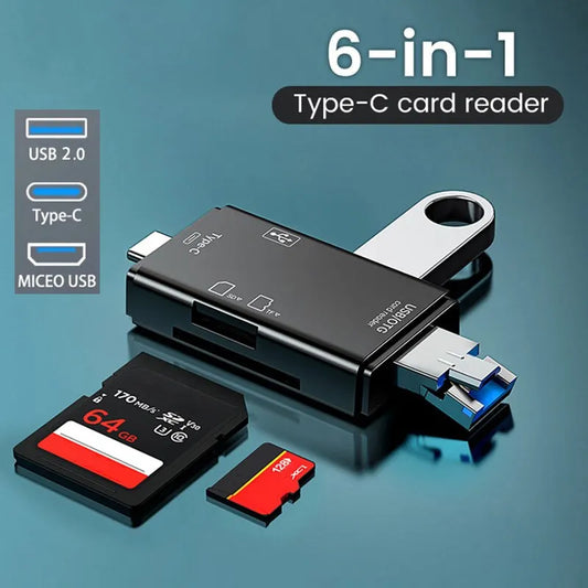 6 in 1Type C Card Reader Usb 2 0 Tf Mirco Sd Smart Memory Flash Adapter