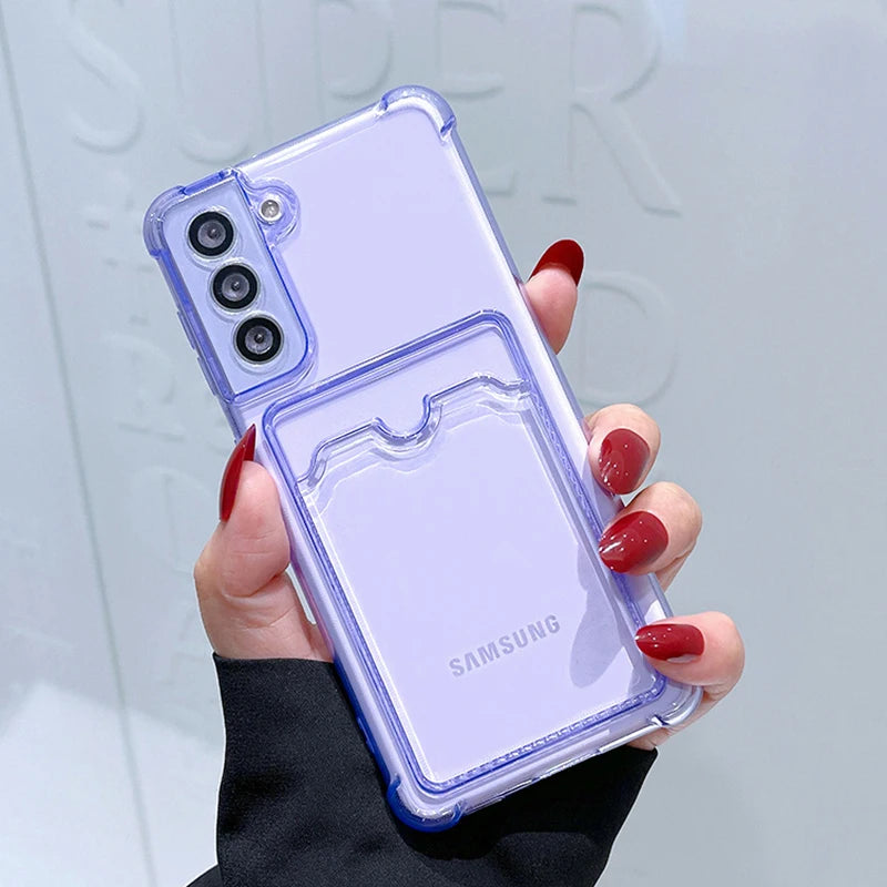 Card Wallet Clear Phone Case For Samsung Galaxy