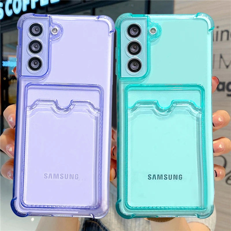 Card Wallet Clear Phone Case For Samsung Galaxy