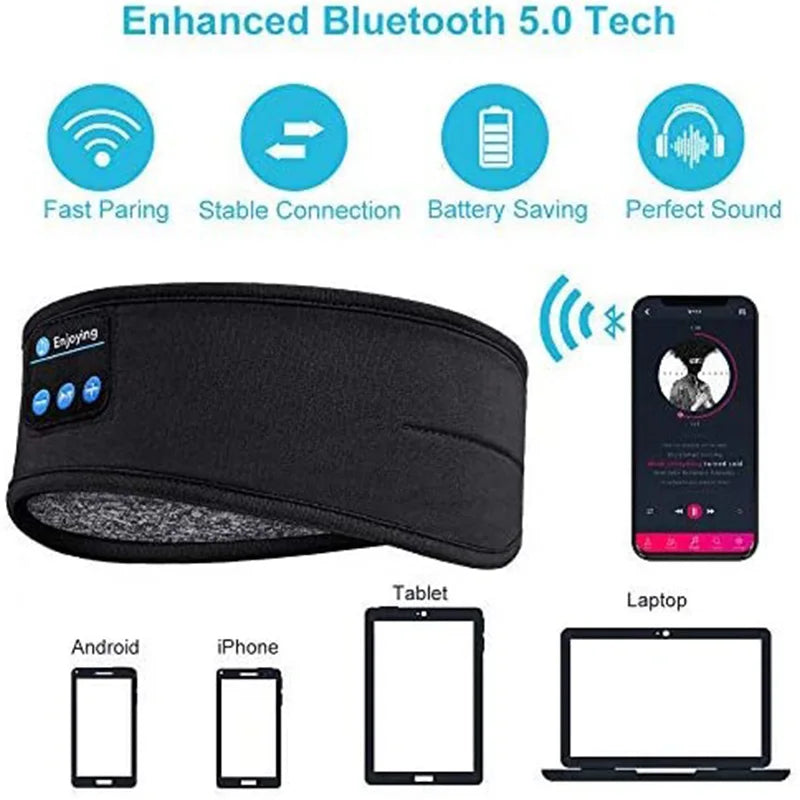 Bluetooth Earphones Sports Sleeping Headband Elastic Wireless Music Eye Mask