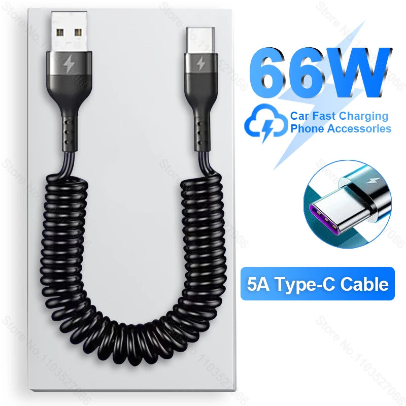 66W USB Type C Car Phone Charger Cable Fast Charging