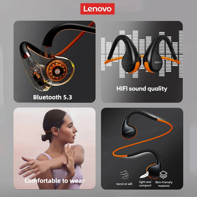 Lenovo Think Plus X7 Air Conduction Headphone Wireless Bluetooth 5.3 Earphones Sports Headset EarHook Mic