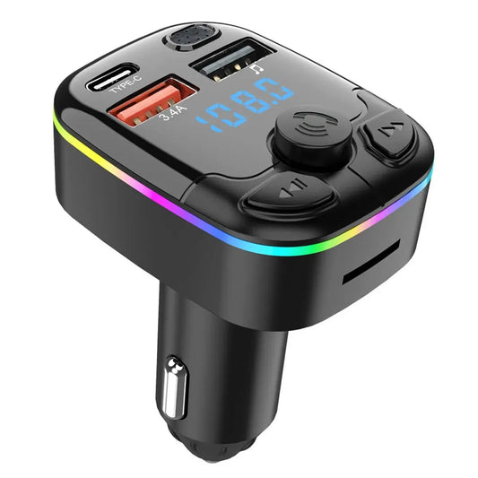 Wireless FM Transmitter MP3 Player Dual USB Type C Car Charger Handsfree