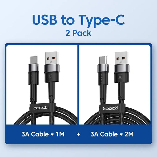 2PCS USB Type C Cable Fast Charging 1m 2m