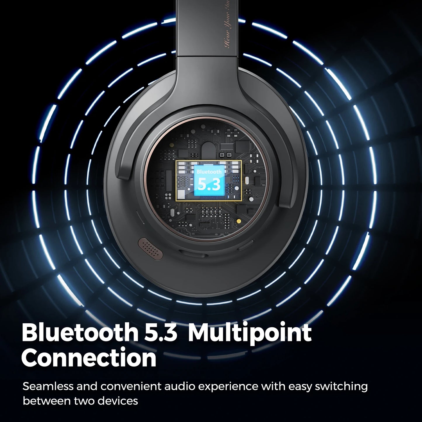 SoundPEATS Space Headphones Bluetooth 5.3 Hybrid Active Noise Cancelling Wireless Headphone 123H