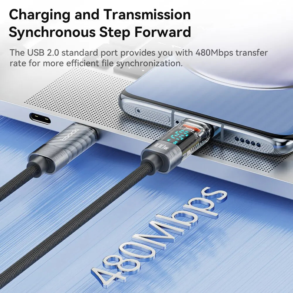 Type C to Type C Cable 100W PD Display Fast Charging Charger